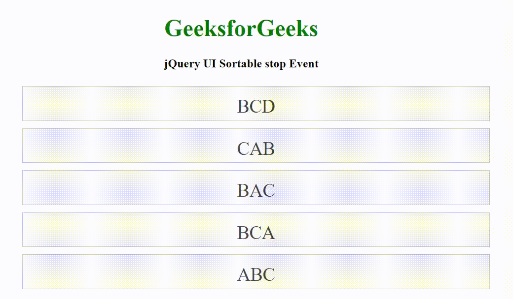 jQuery UI Sortable stop Event