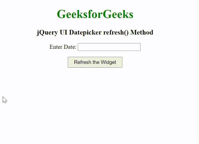 jQuery UI Datepicker refresh() Method