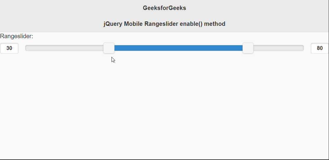 jQuery Mobile Rangeslider enable() Method