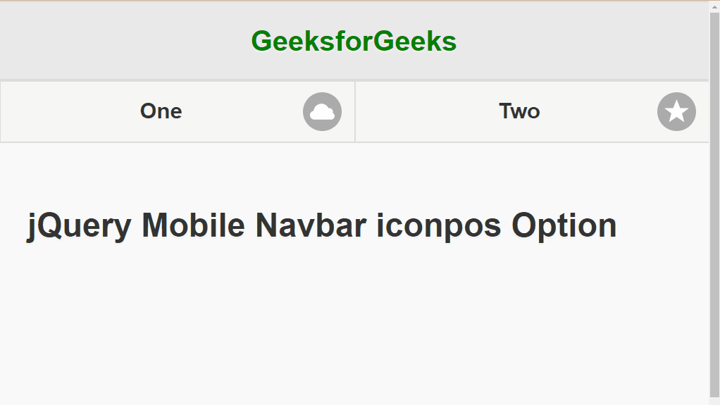jQuery Mobile Navbar iconpos Opción Barcelona Geeks