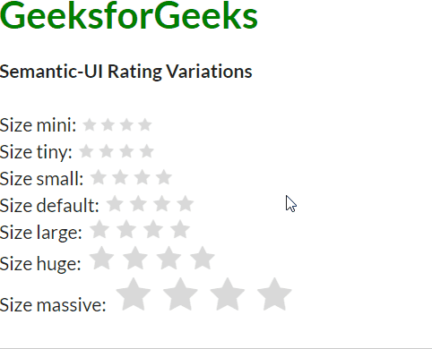 SemanticUI Rating Variations
