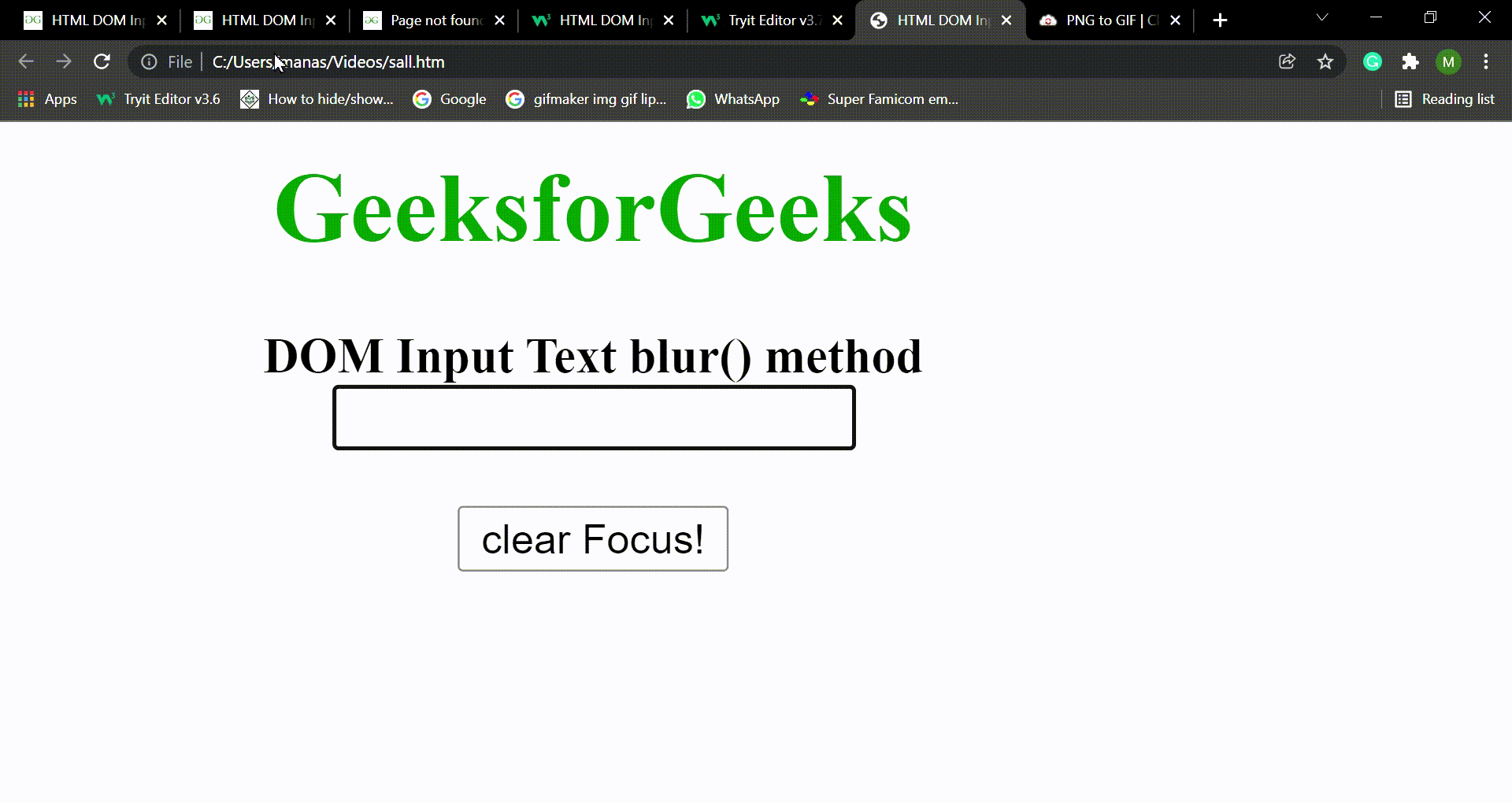 HTML DOM Input Text blur() Method