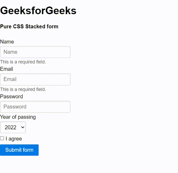 Pure CSS Stacked Form