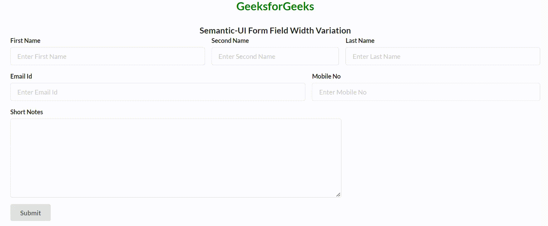 SemanticUI Form Field Width Variation