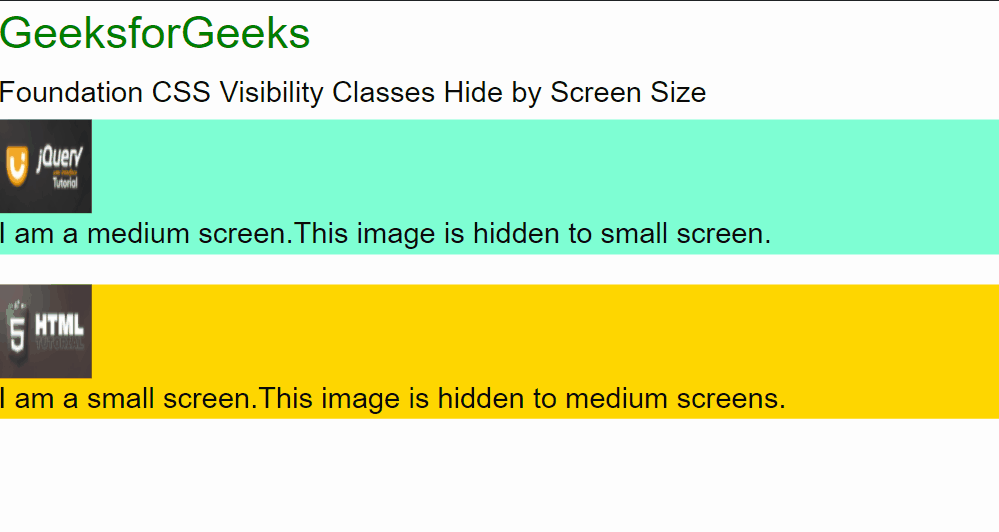 Foundation CSS Visibility Classes Hide by Screen Size