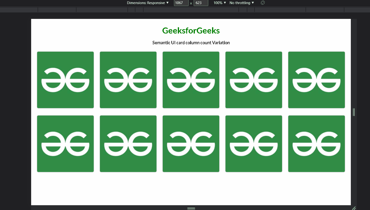 SemanticUI Card Column Count Variation
