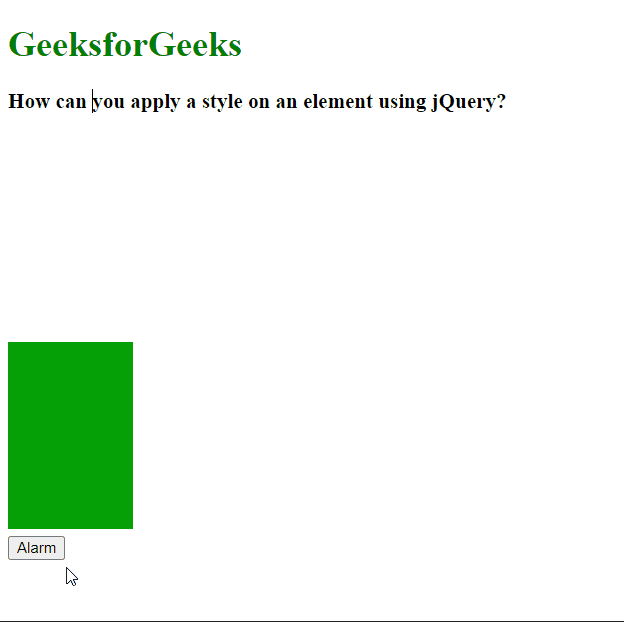 How to apply styles on an element using jQuery ?