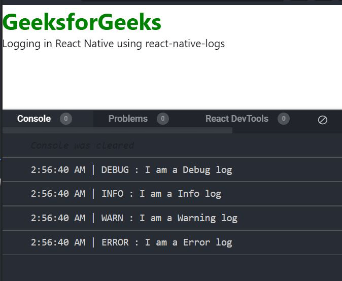 How to perform logging in React Native ?
