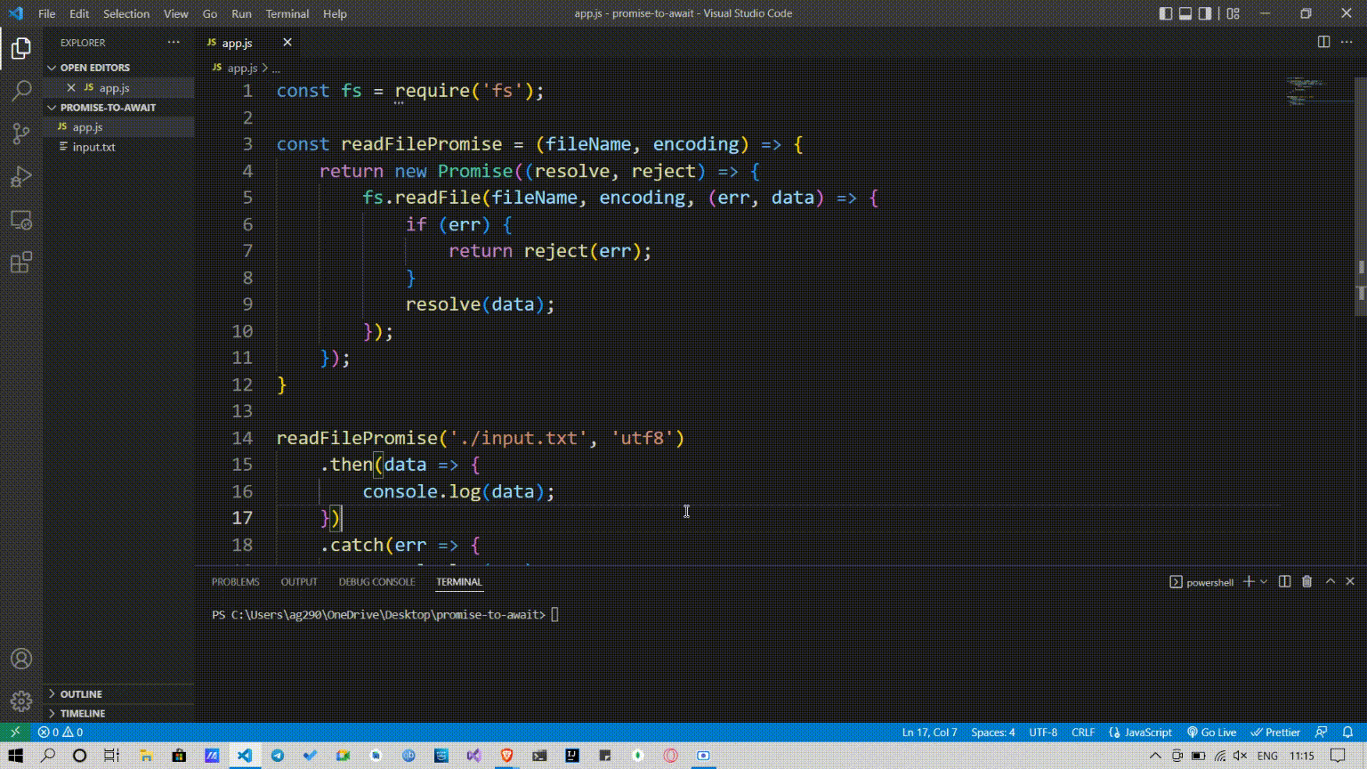 How to Rewrite promisebased applications to Async/Await in Node.js ?