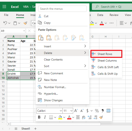 How to Delete All Rows Below Certain Row or Active Cell in Excel