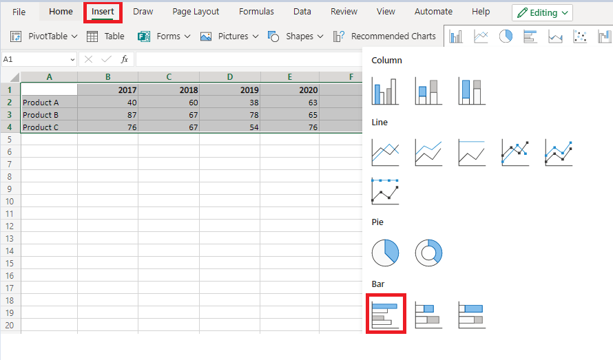 How to Create a Bar Chart for Comparing Data in Excel?