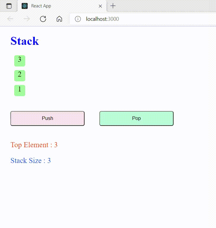 Implement Stack Data Structure using ReactJS