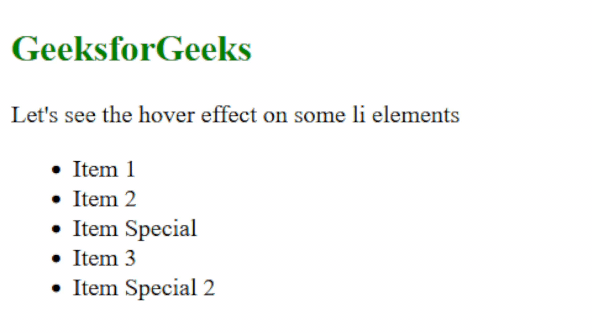 How to change background color when hover over li elements using CSS
