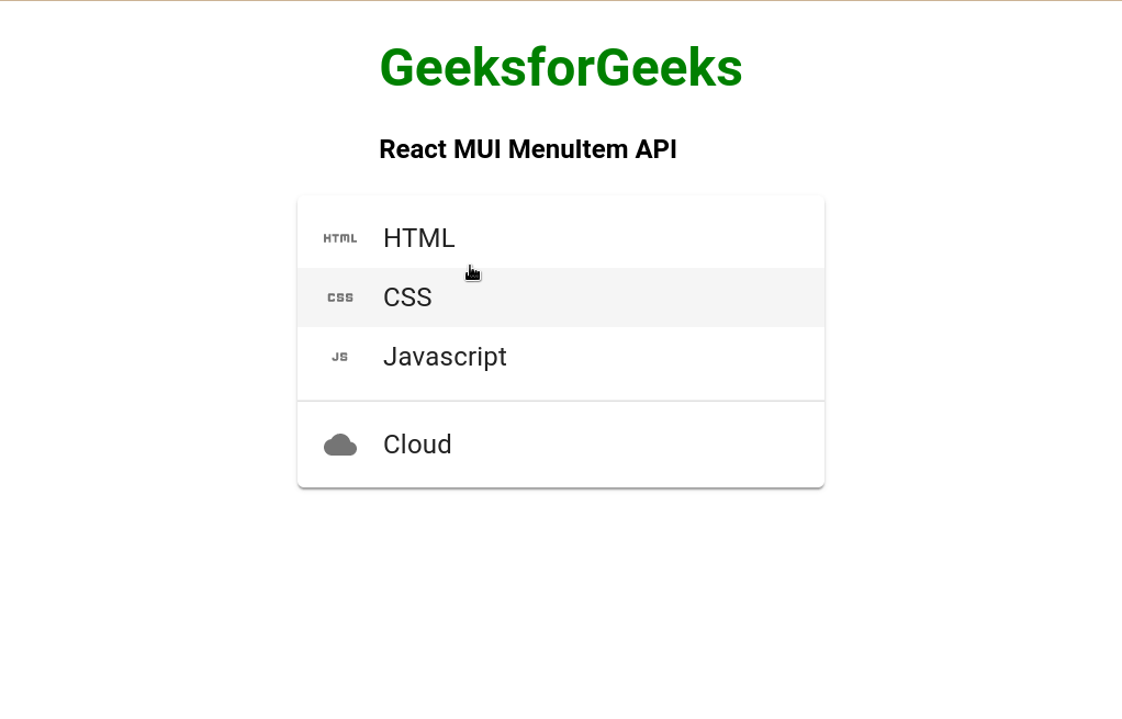 React MUI MenuItem API