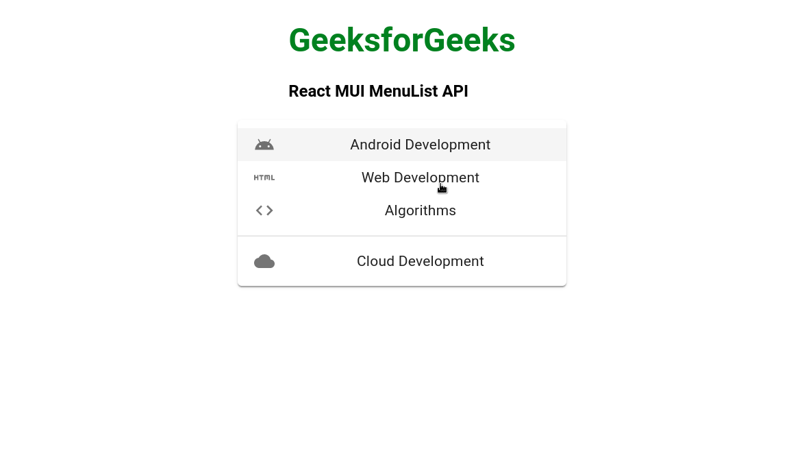 React MUI MenuList API