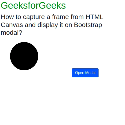 How to capture a frame from HTML Canvas and display it on Bootstrap modal ?