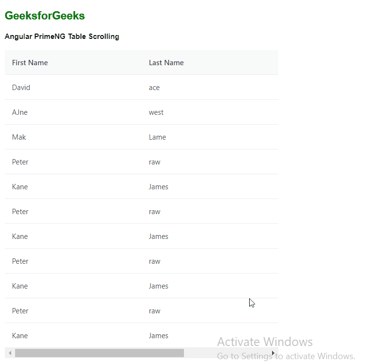Angular PrimeNG Table Scrolling
