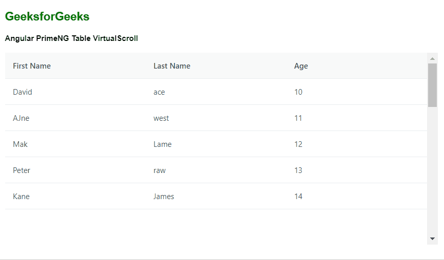 Angular PrimeNG Table VirtualScroll