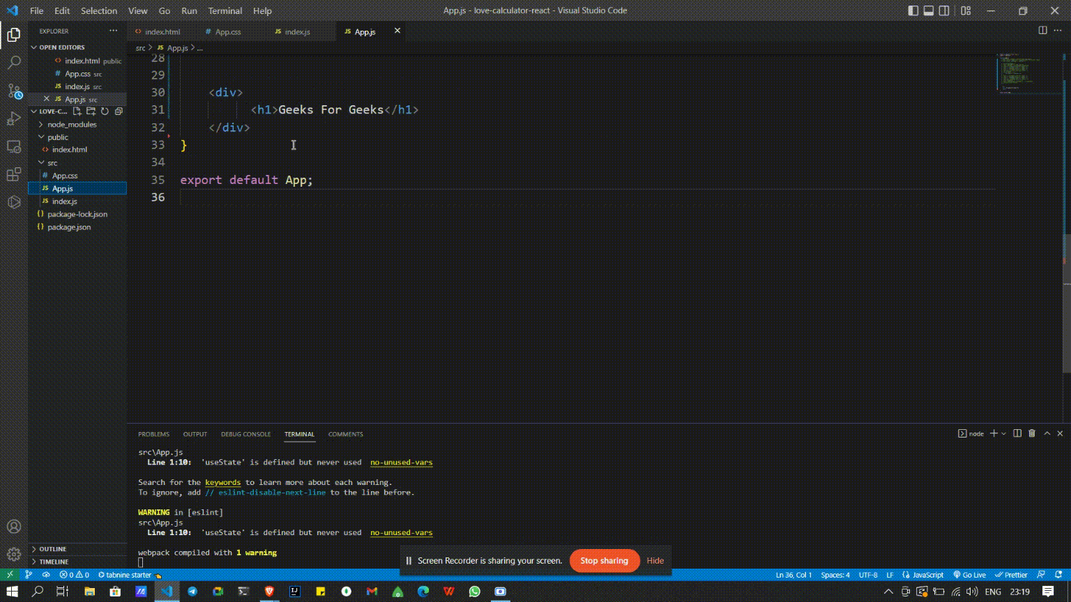 Expected an assignment or function call and instead saw an expression