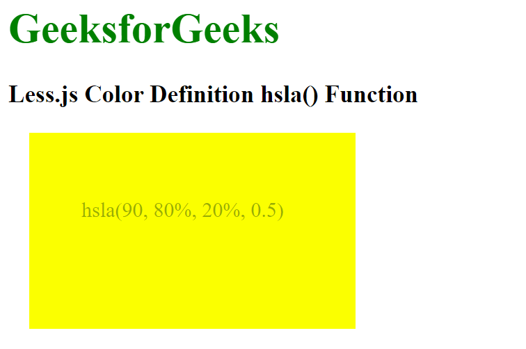 Less.js Color Definition hsla() Function