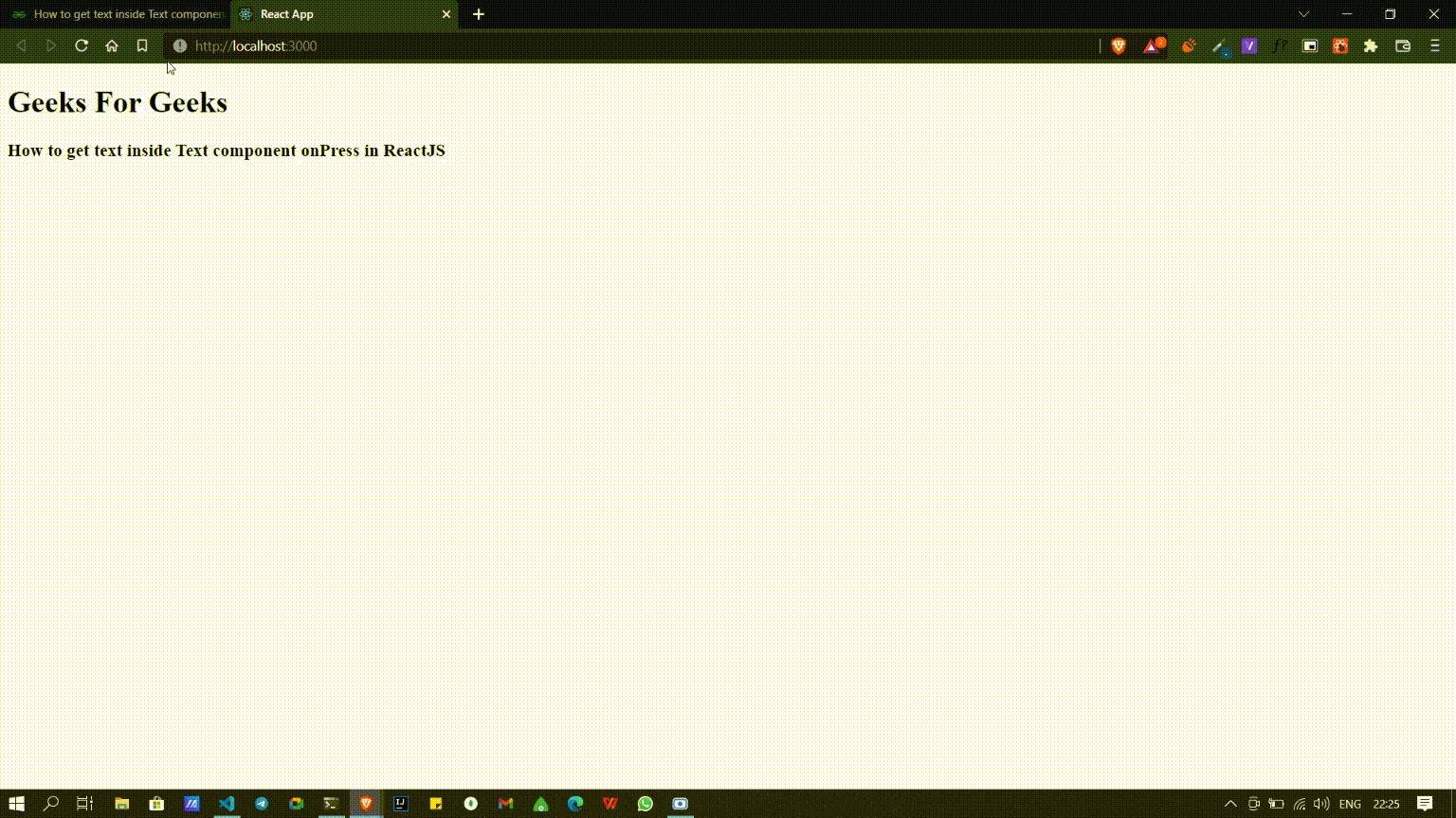 How to get text inside Text component onPress in ReactJS ?
