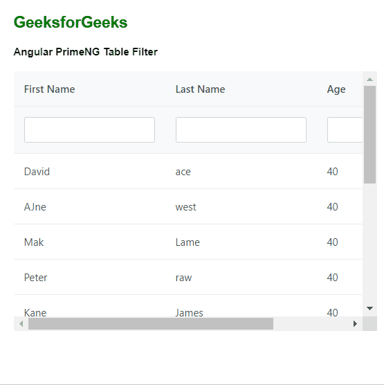 Angular PrimeNG Table Filter
