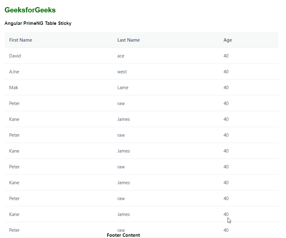 Angular PrimeNG Table Sticky