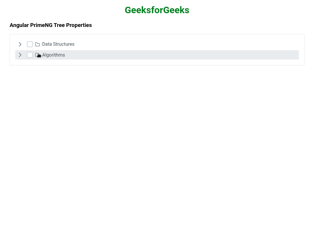 Angular PrimeNG Tree Properties