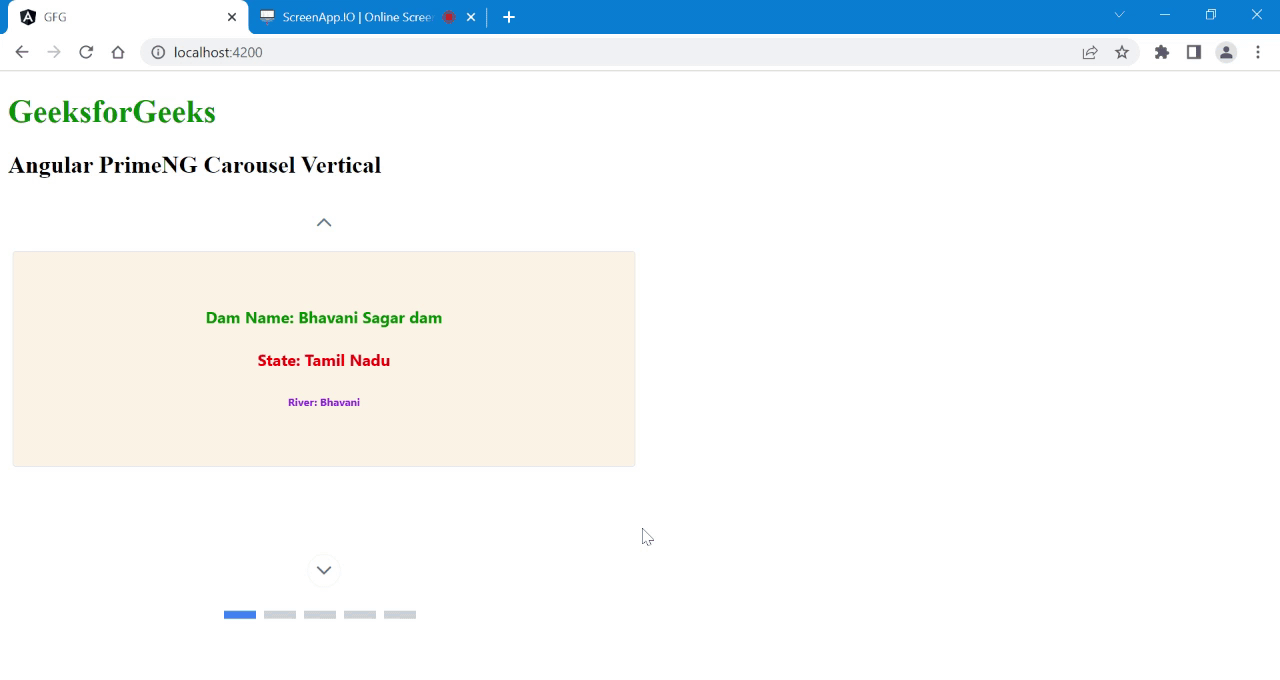 Angular PrimeNG Carousel Vertical