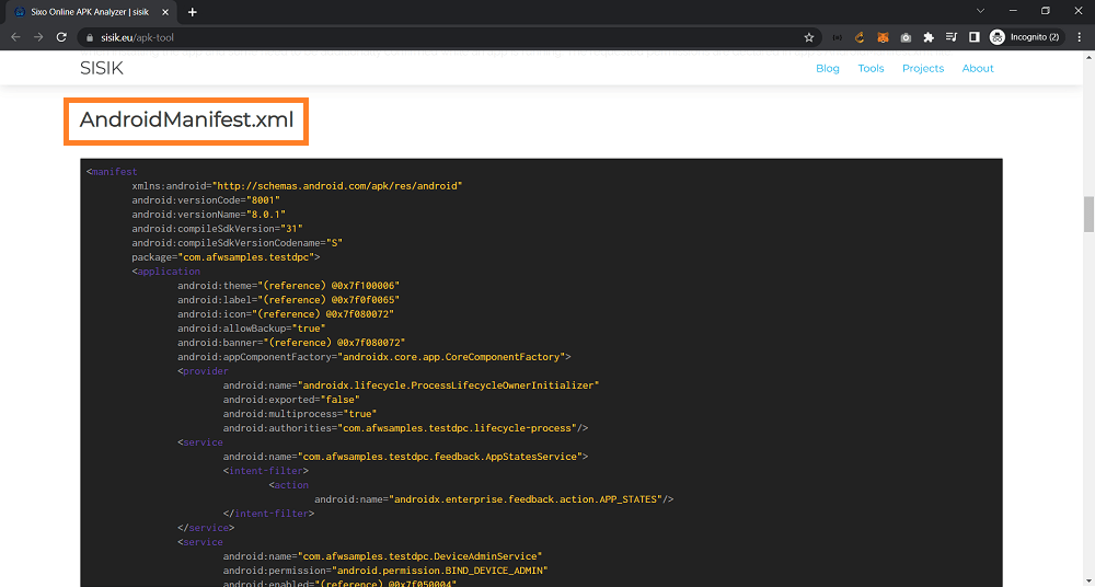 How to View AndroidManifest.xml From an APK File?