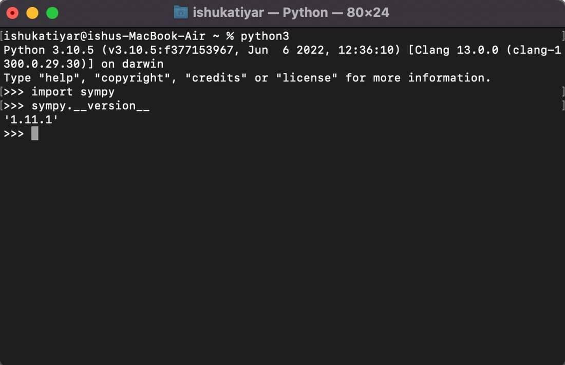 How to Install Python sympy on MacOS?