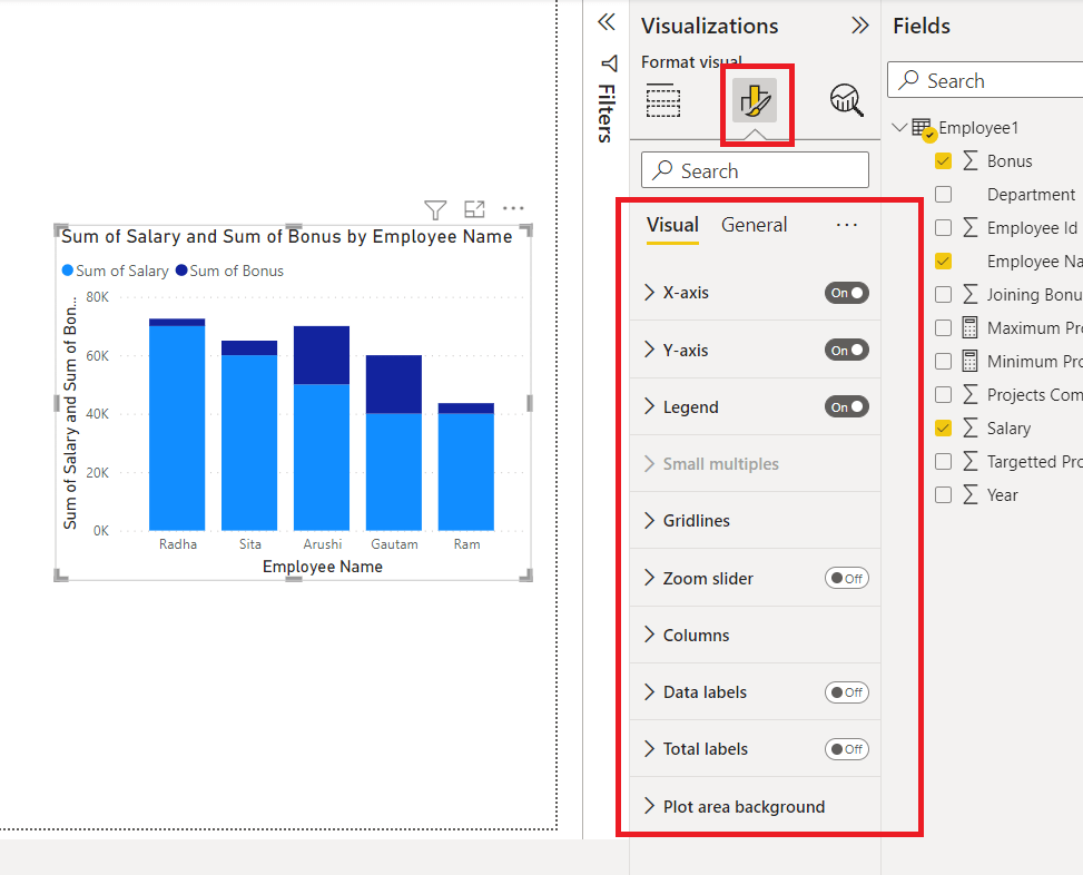 Power BI How to Format Column Chart?