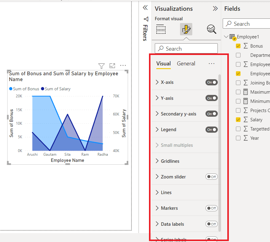 Power BI Format Area Chart