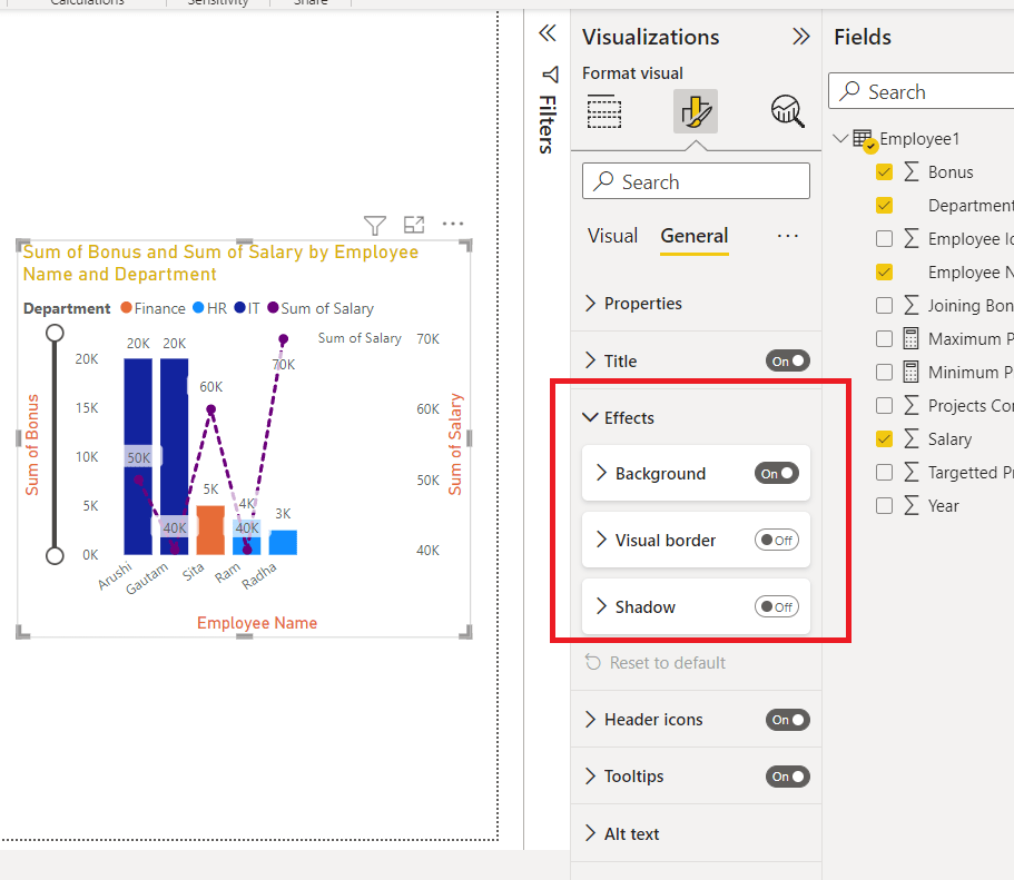 Power BI Format Line and Stacked Column Chart
