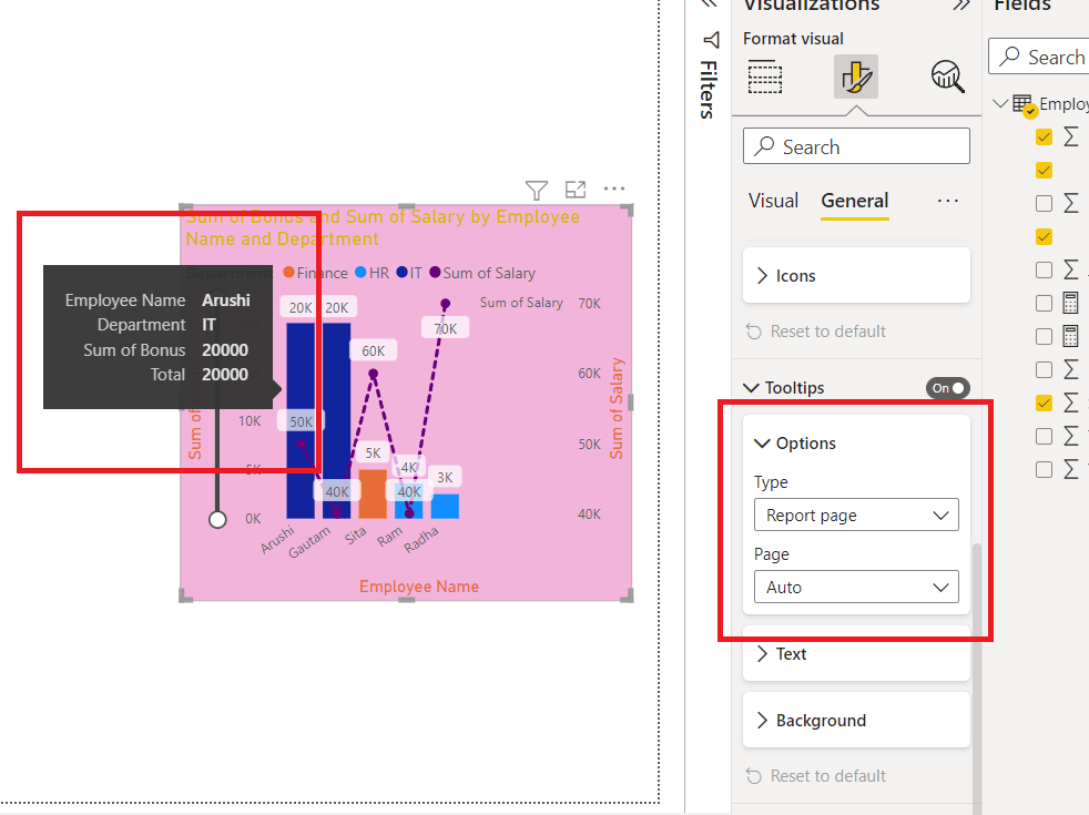 Power BI Format Line and Stacked Column Chart