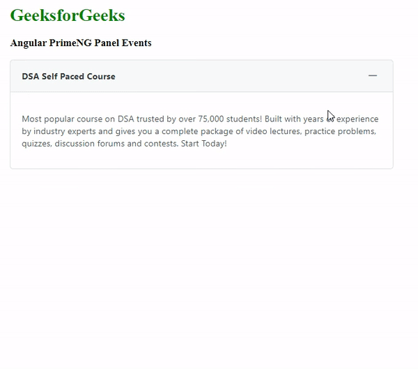 Angular PrimeNG Panel Events