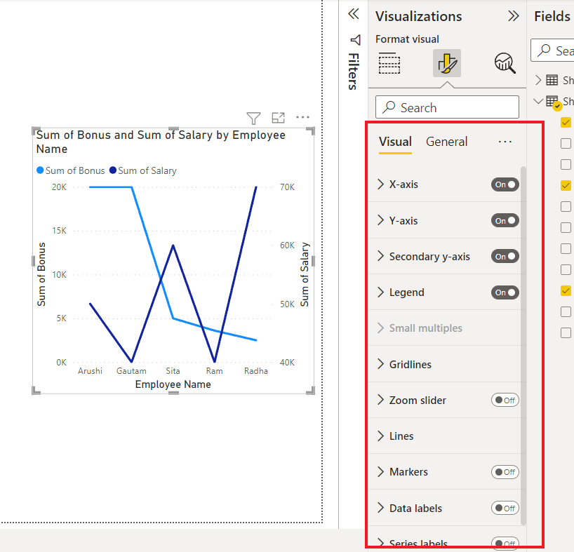 Power BI Format Line Chart