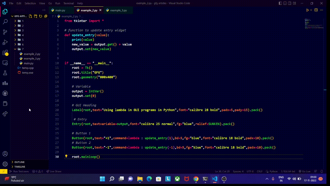 Using lambda in GUI programs in Python