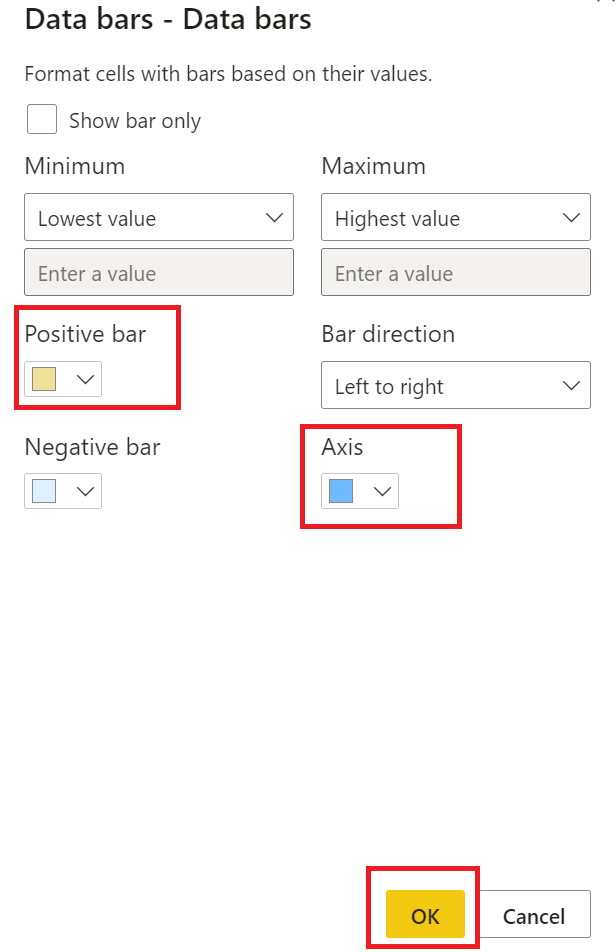 Power BI Add Data Bars to Table