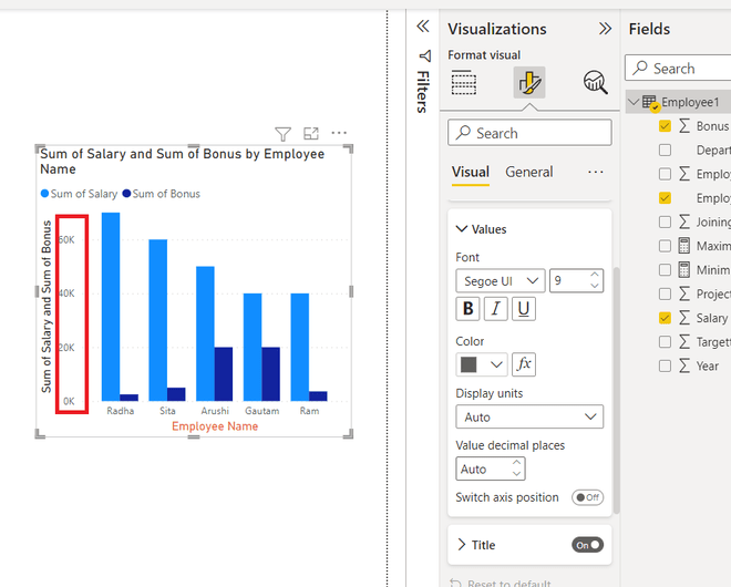 Power BI Format Clustered Column Chart