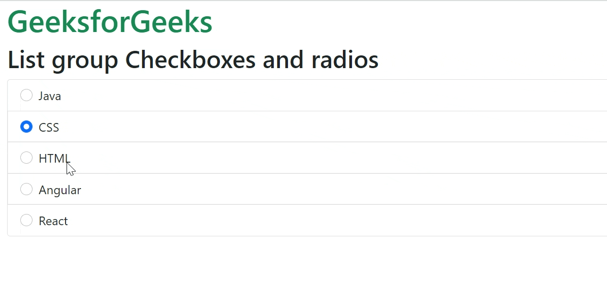 Bootstrap 5 List group Checkboxes and radios