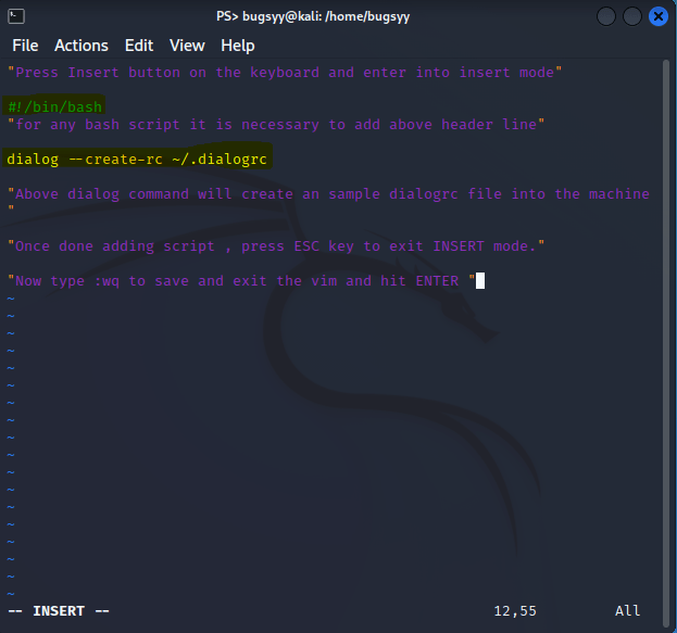 Shell Scripting How do we can create a sample /.dialogrc file