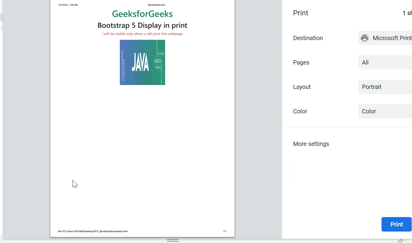 Bootstrap 5 Display in Print
