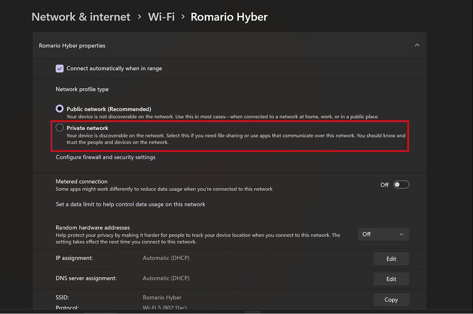 How To Change Network Settings of Window From Public to Private