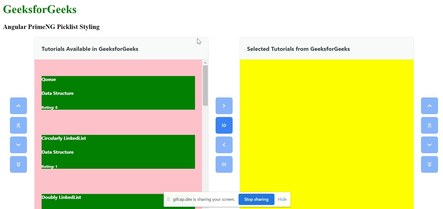 Angular PrimeNG PickList Styling