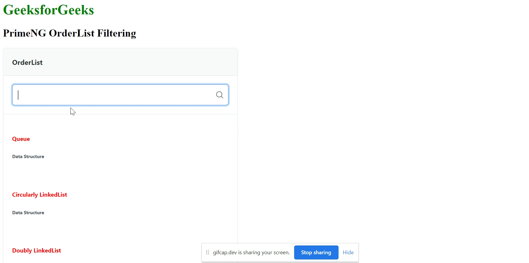 Angular PrimeNG OrderList Filtering