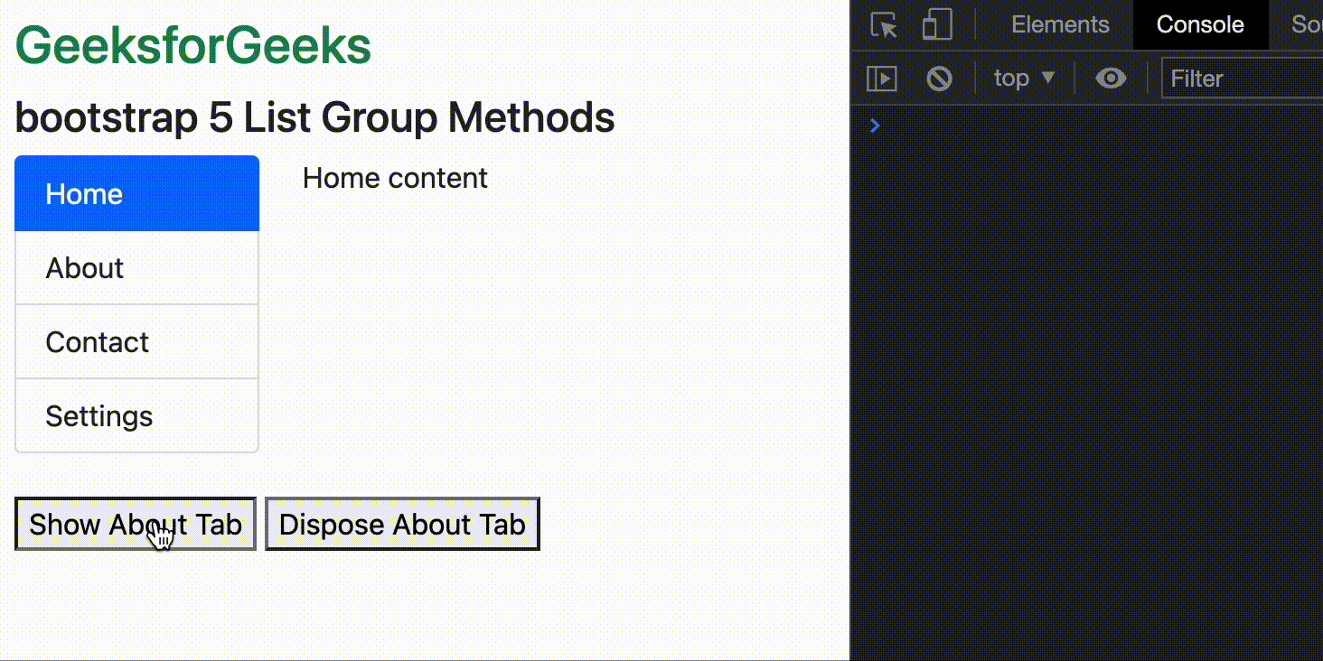 Bootstrap 5 List group Methods
