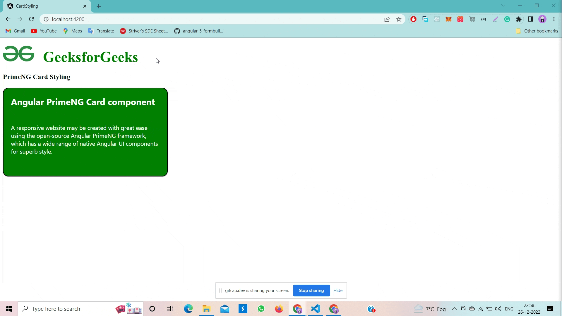 Angular PrimeNG Card Styling