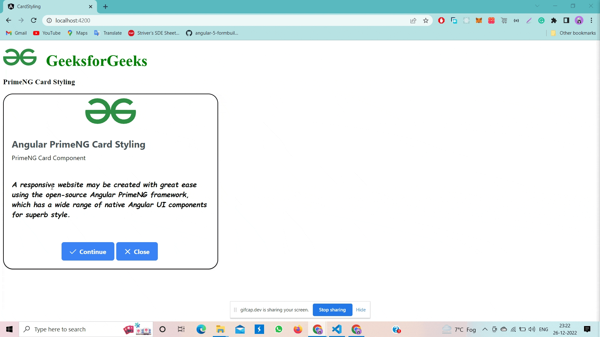 Angular PrimeNG Card Styling