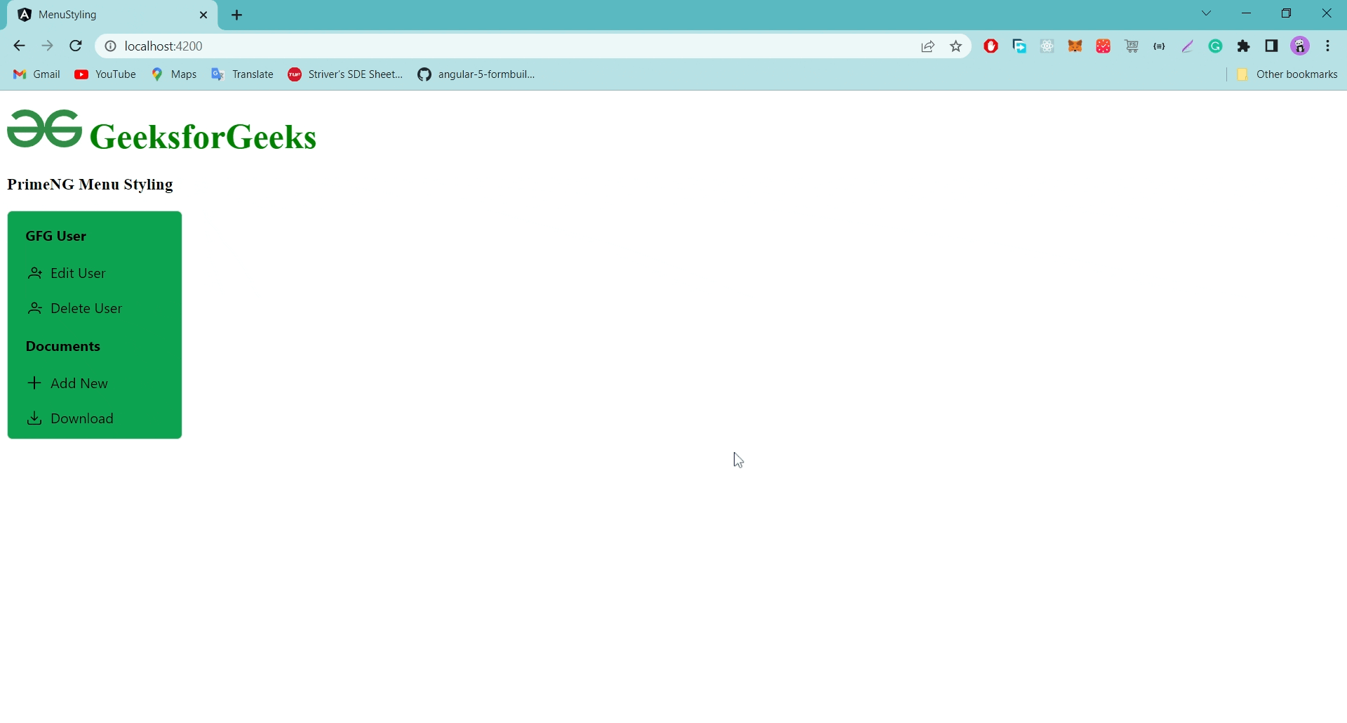Angular PrimeNG Menu Styling